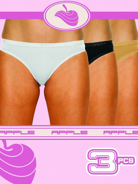 Apple Boxer 0220239E Baumwolle Damen Brasilien 3Pack Beige/Black/White APP-0220239