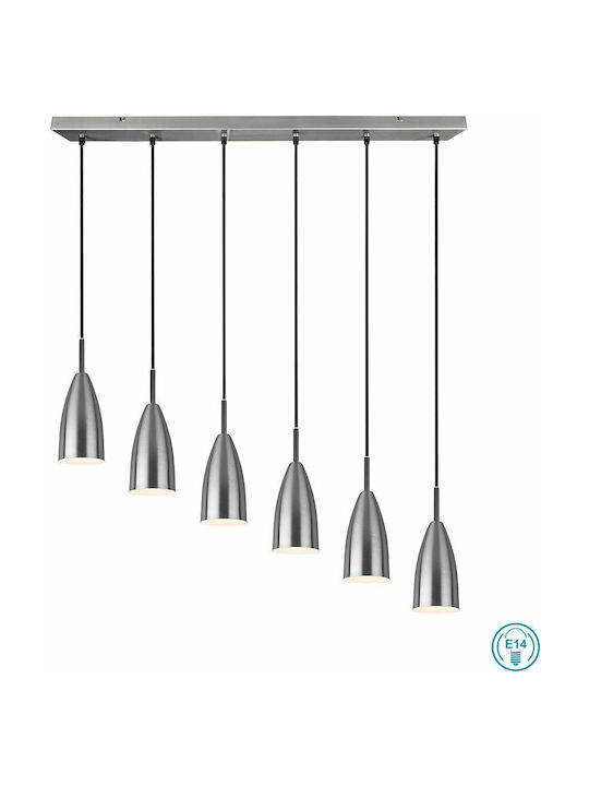 Trio Lighting Farin Suspendat Candelabru Calea ferată pentru 6 Becuri E14, E.14 Argint