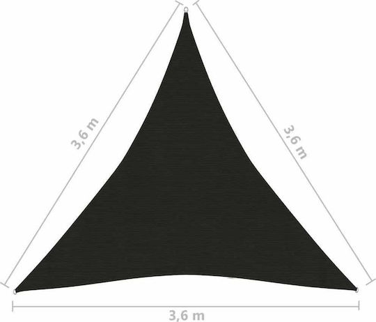 vidaXL Triangle Shade Sail Black With Hoop 3.6m 160gr/m² made of HDPE 160 g/m²