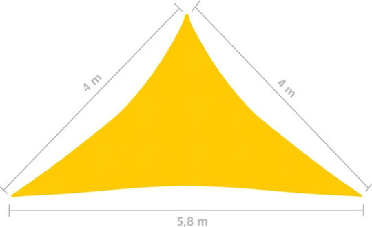 vidaXL Triangle Shade Sail Yellow 4x4x5.8m 160gr/m² made of HDPE 160 g/m²