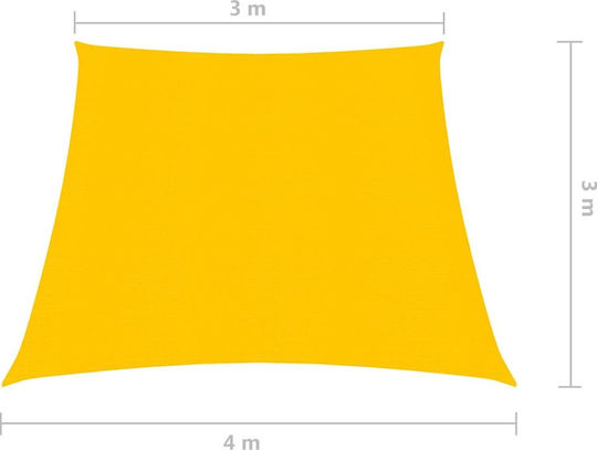 vidaXL Triangle Shade Sail Yellow With Hoop 3x4x3m 160gr/m² made of HDPE