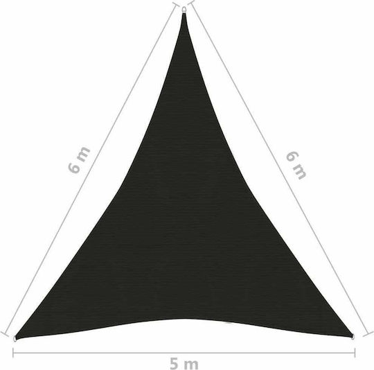 vidaXL Triangle Shade Sail Black With Hoop 5x6x6m 160gr/m² made of HDPE