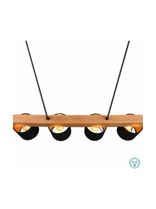 Trio Lighting Cameron Adjustable Pendant Light Black Rail for 4 Bulbs E14, E.14 75x150cm