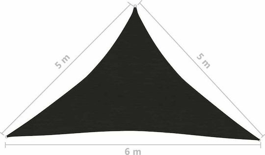 vidaXL Triangle Shade Sail Black With Hoop 5x6x5m 160gr/m² made of HDPE