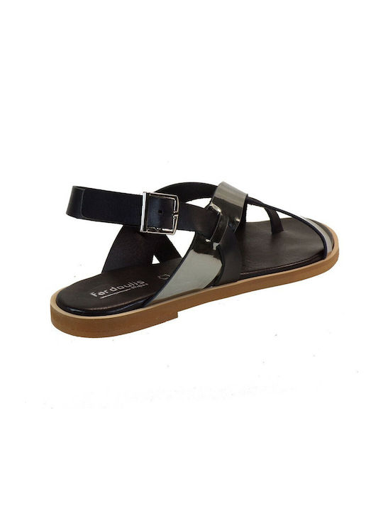 268 Leather Women's Flat Sandals in Black Color