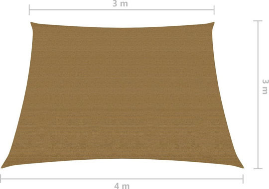 vidaXL Rectangular Shade Sail Brown With Hoop 3x4m 160gr/m² made of HDPE