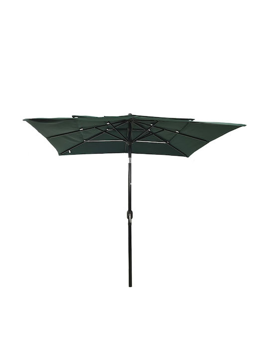 Square Aluminum Garden Parasol Green 2.5x2.5xHeight 2.6m