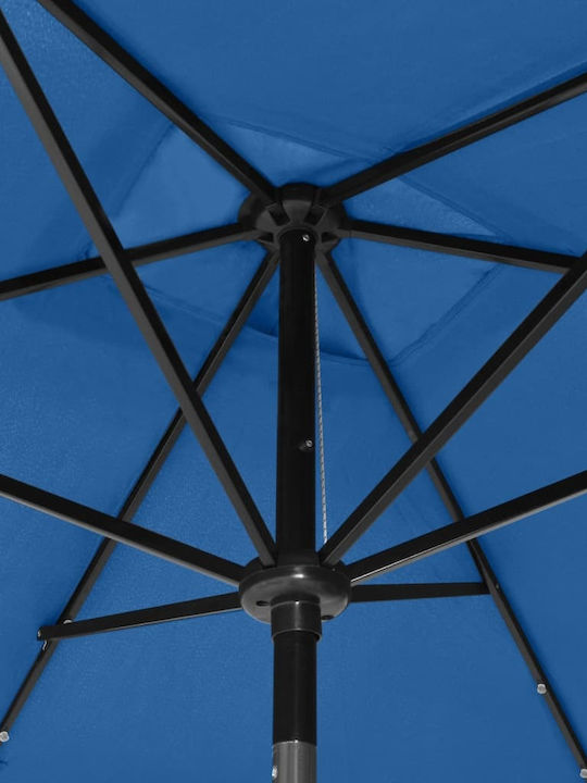 Runder Garten- und Terrassen-Sonnenschirm aus Metall Blau Φ2xΥ2.47m