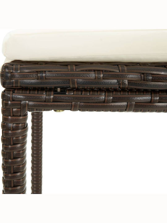 Hocker für Bar Für den Außenbereich Rattan mit Kissen Brown / White Cream 2Stück 38x38x76cm