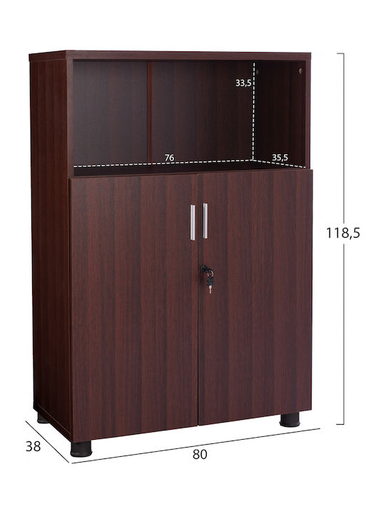 Ξύλινο Ντουλάπι Γραφείου με Κλειδαριά Wenge 80x38x118.5cm