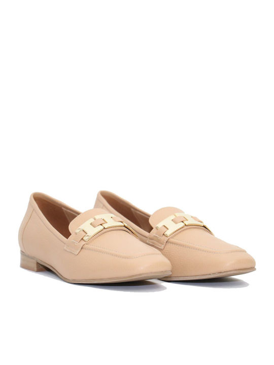 Avvento 104-04 Leather Women's Loafers in Beige Color