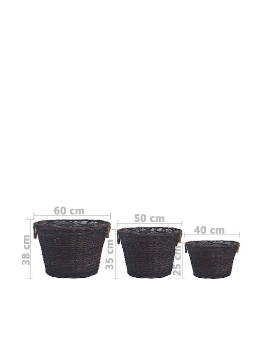vidaXL Metalic Coș Depozitare lemne 60x60x38cm Maro