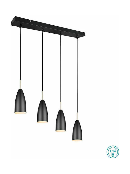 Trio Lighting Farin Adjustable Pendant Light Black Rail for 4 Bulbs E14, E.14 58x150cm