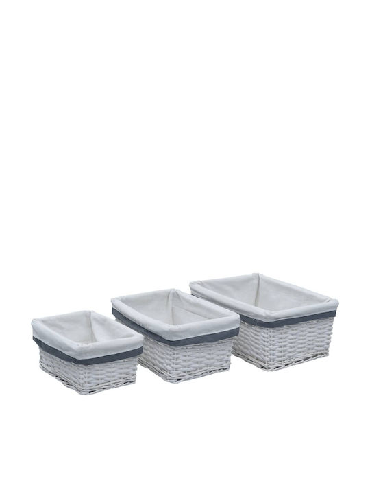 vidaXL Rattan Storage Basket White 3pcs