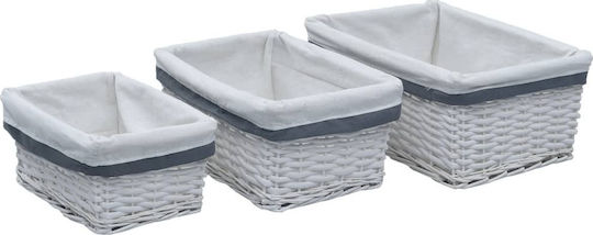 vidaXL Καλάθι Αποθήκευσης Rattan Λευκό 3τμχ vidaXL Καλάθι Αποθήκευσης Rattan Λευκό 3τμχ