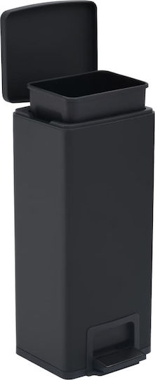 vidaXL vidaXL Mülleimer Aus Inox Mit Pedal Schwarz 30lt