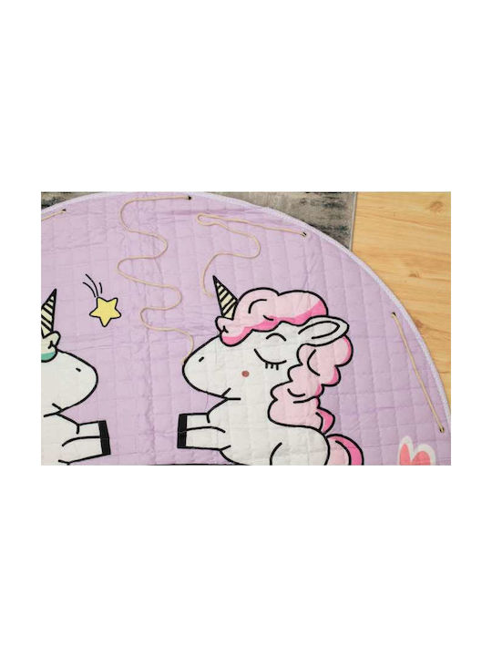 Loco Kids Synthetic Rug Unicorn Round 144cm 8mm