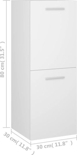 vidaXL Cabinet de baie L30xA30xÎ80cm Alb
