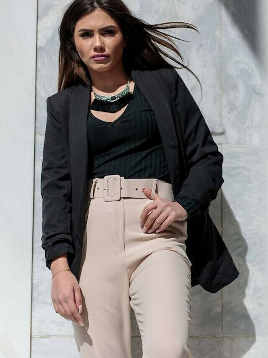 Silia D Long Women's Waisted Blazer Black