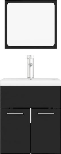 vidaXL Πάγκος με Νιπτήρα & Καθρέπτη Μ41xΒ38.5xΥ46cm Μαύρος