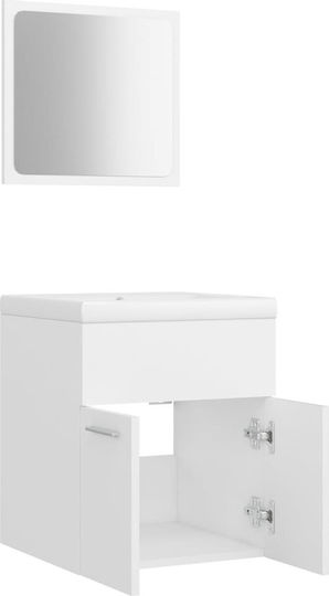 vidaXL Countertop with Sink & Mirror L41xW38.5xH46cm White
