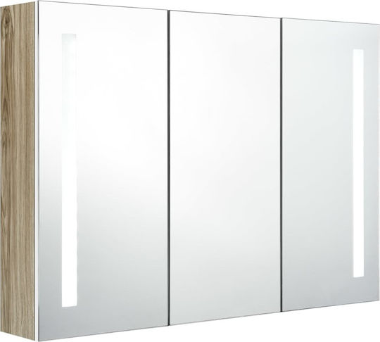vidaXL 326530 Ορθογώνιος Led Αφής από MDF με Ντουλάπι & Υποδοχή Λαμπτήρα 89x62cm Λευκός