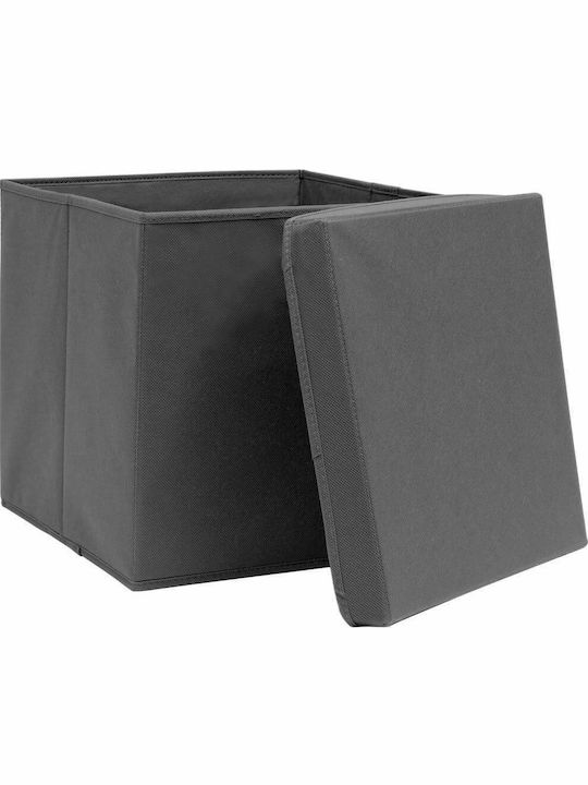 vidaXL Fabric Storage box with Cap Gray 32x32x32cm 10pcs