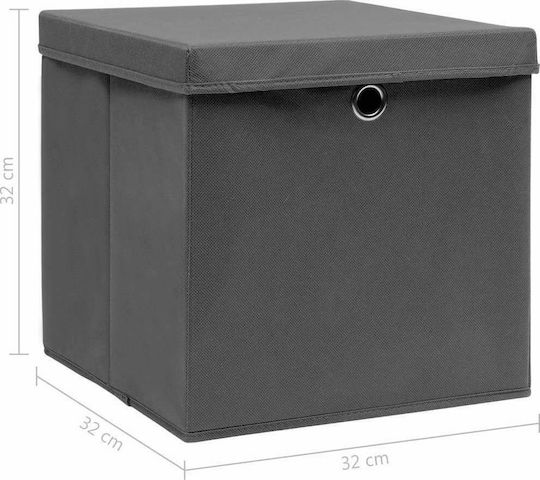 vidaXL Текстилна Кутия За Съхранение С Капак Сива 32x32x32см 10 Бройки