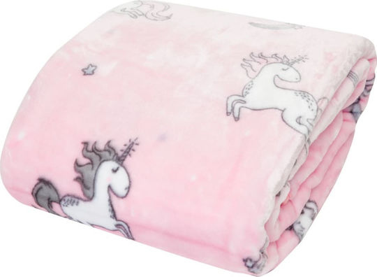Borea Samt Kinderdecke Einhorn Rosa 150x220cm Borea Samt Kinderdecke Einhorn Rosa 150x220cm