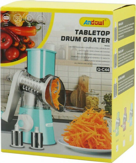 Andowl Qc44 Grater with Mechanism for Fruits & Vegetables Turquoise 26x12.7x24cm