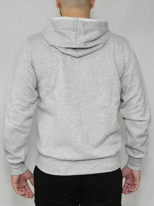 Paco & Co Men's Sweatshirt Jacket with Hood and Pockets Melange Gray