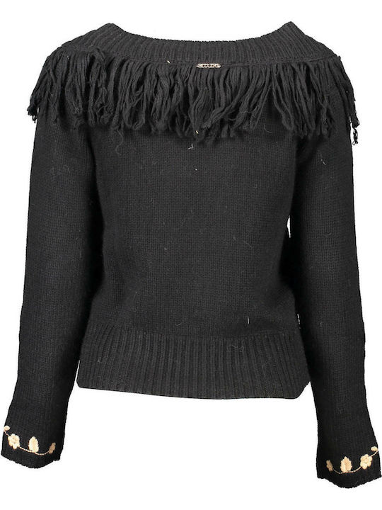 Blugirl Damen Langarm Pullover Wolle Schwarz