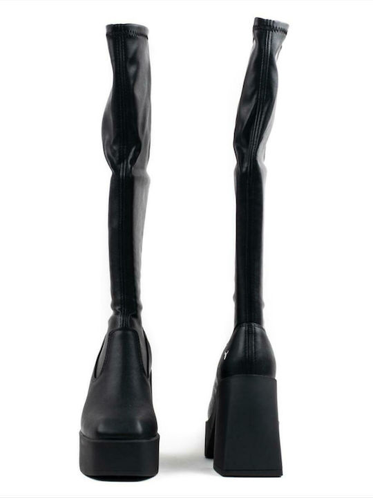 Leather High Heel Women's Boots Badgirls Black