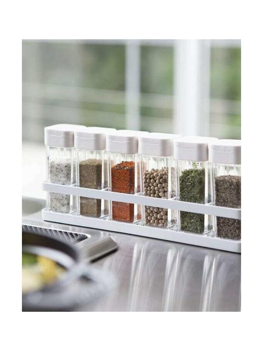 Yamazaki Glass Tabletop Spice Rack with Stand White 6pcs YMZK