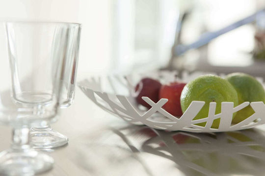Yamazaki Tower Fruit Bowl Metallic White 26x26cm