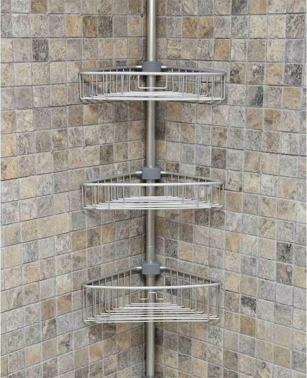 Primanova 458.N2930E Ecke An der Wand montiert Badezimmerregal Metallisch mit 3 Regalböden 35x21.5x270cm Silber