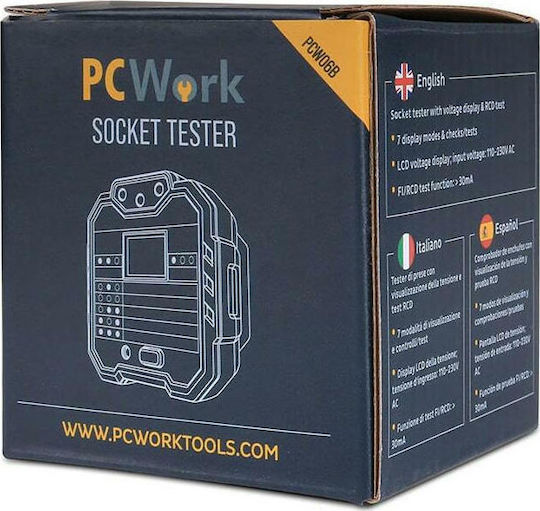 Pcwork PCW06B Tester Καλωδίων Ρεύματος Πρίζα Ρεύματος Ψηφιακό