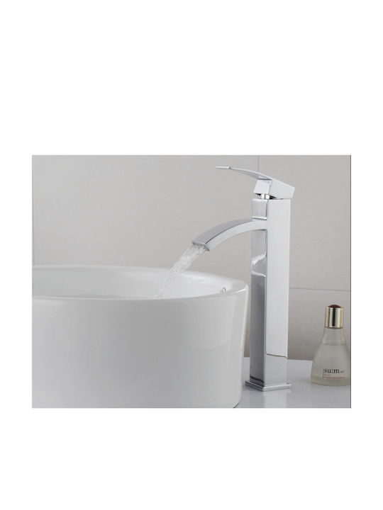 PO015 Mixing Tall Sink Faucet Silver