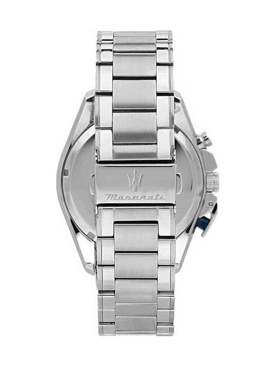 Maserati Ανδρικό Ρολόι 45mm Χρονογράφος Μπαταρίας με Ασημί Μεταλλικό Μπρασελέ