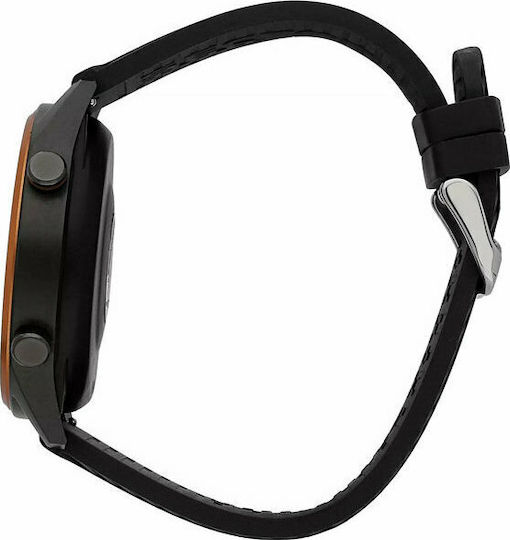 Sector S-02 46mm Smartwatch with Heart Rate Monitor (Black Silicone Strap)