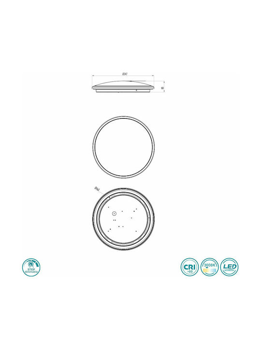 Trio Lighting Limbus Πλαφονιέρα Οροφής 34.7εκ. Γκρι με Ενσωματωμένο LED
