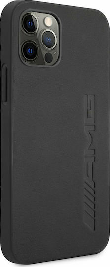 AMG Leather Big Stamped Logo Umschlag Rückseite Leder Schwarz (iPhone 12 Pro Max)