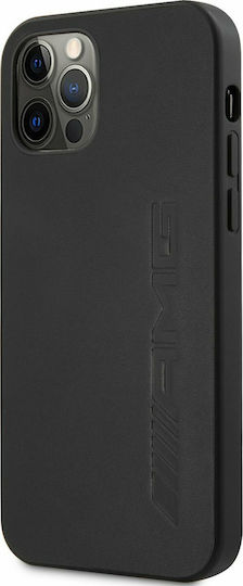 AMG Leather Big Stamped Logo Umschlag Rückseite Leder Schwarz (iPhone 12 Pro Max)