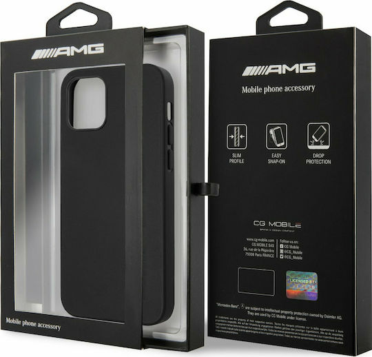 AMG Leather Big Stamped Logo Umschlag Rückseite Leder Schwarz (iPhone 12 Pro Max)