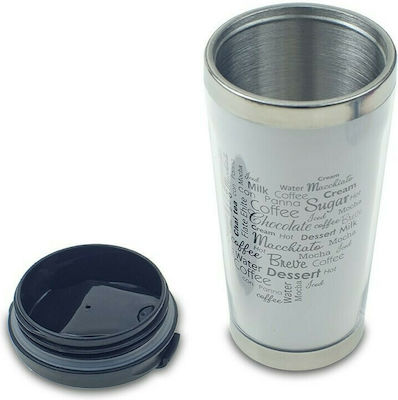 Sticlă Termos Plastic Alb 450ml