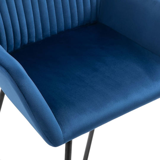 Dining Room Velvet Armchair Blue 61x61x84cm 2pcs