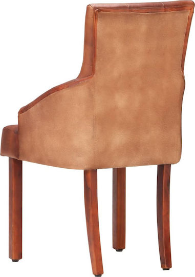 Dining Room Genuine Leather Armchair Coffee 52x60x95cm 2pcs