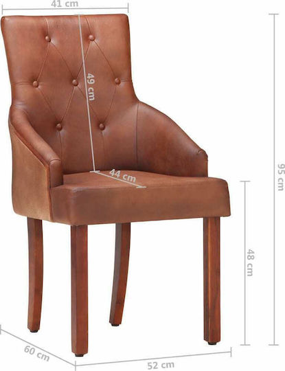 Dining Room Genuine Leather Armchair Coffee 52x60x95cm 2pcs
