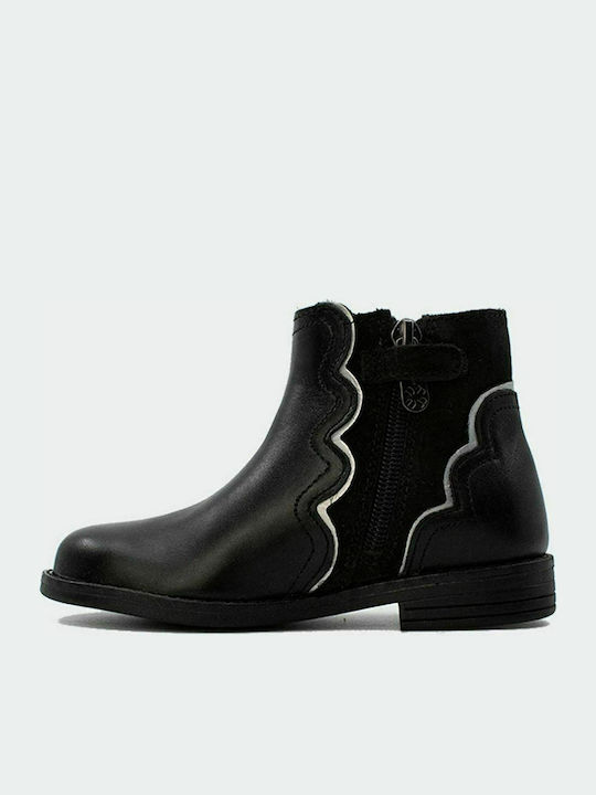 Mayoral Kids Leather Boots with Zipper Black