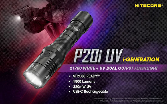 NiteCore LED UV IP68 с Максимална Яркост 1800лм Precise P20i Черен